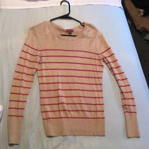 Tan and pink striped fitted sweater